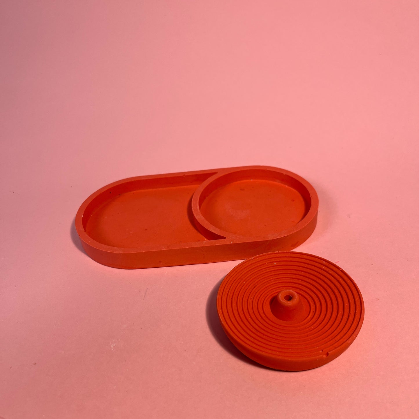 Ensemble plateau porte encens rouge