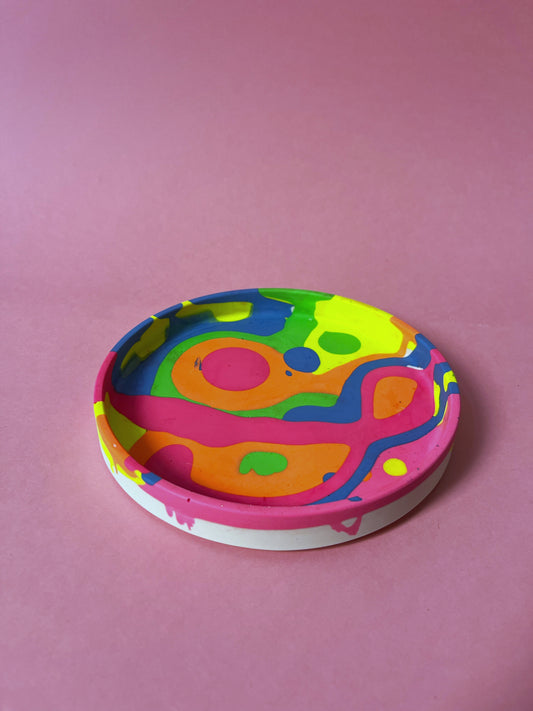 Plateau Jesmonite rond fluo