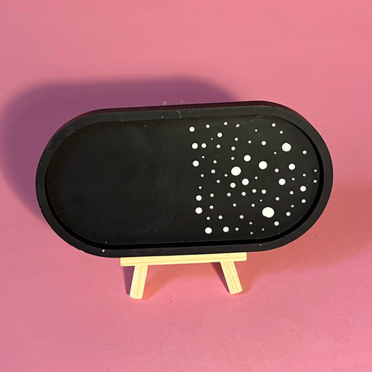 Plateau jesmonite oval noir a poids