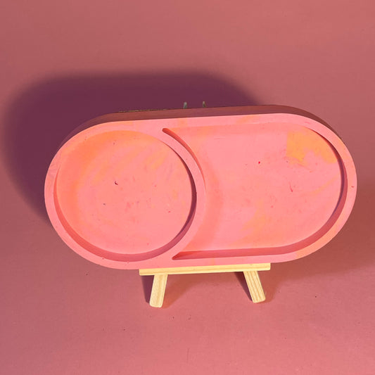 Plateau jesmonite rose orange