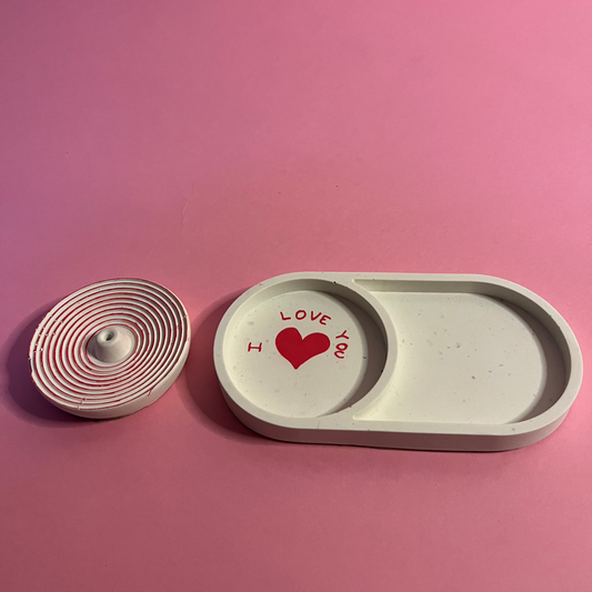 Porte encens blanc coeur