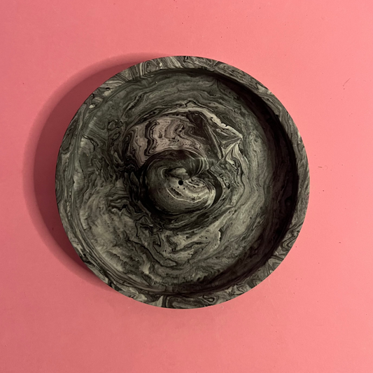 Porte encens bouche gris marbré