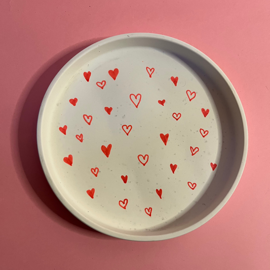 Plateau rond blanc coeur