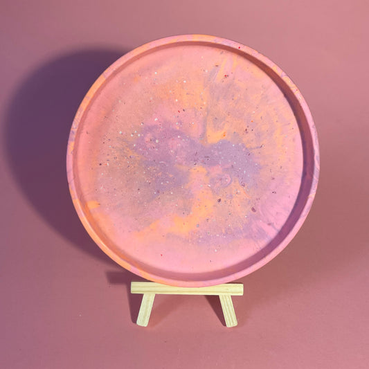 Plateau jesmonite rose mauve orange