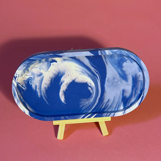 Plateau jesmonite oval fond marin
