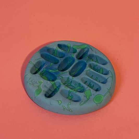 Porte bijoux bleu vert
