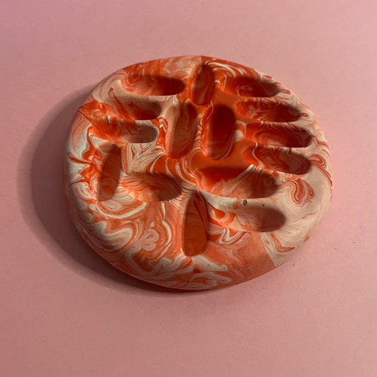 Porte bague rouge marbré