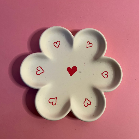 Plateau fleur blanche coeur