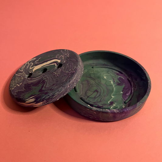 Porte savon mauve vert