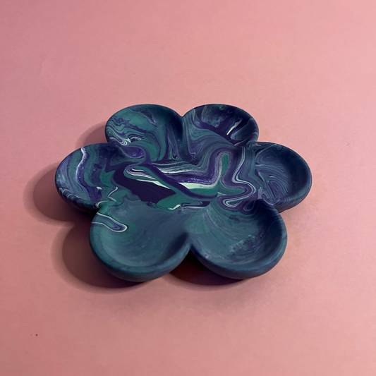 Plateau fleur mauve vert
