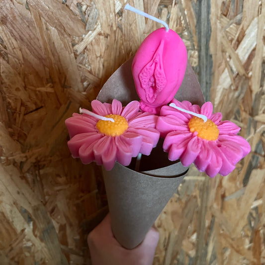 Bouquet foufoune et 2 marguerites